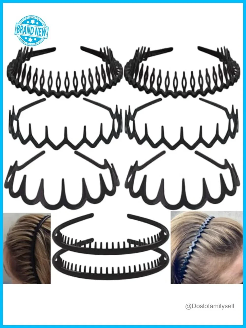 8 Pack Non Slip Plastic Headbands with Teeth Comb Skinny Hair Accessories